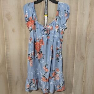Floral Blue and Orange Dress